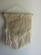 Macrame Heart Wall Hanging Boho Woven Tapestry Art, large size 24  