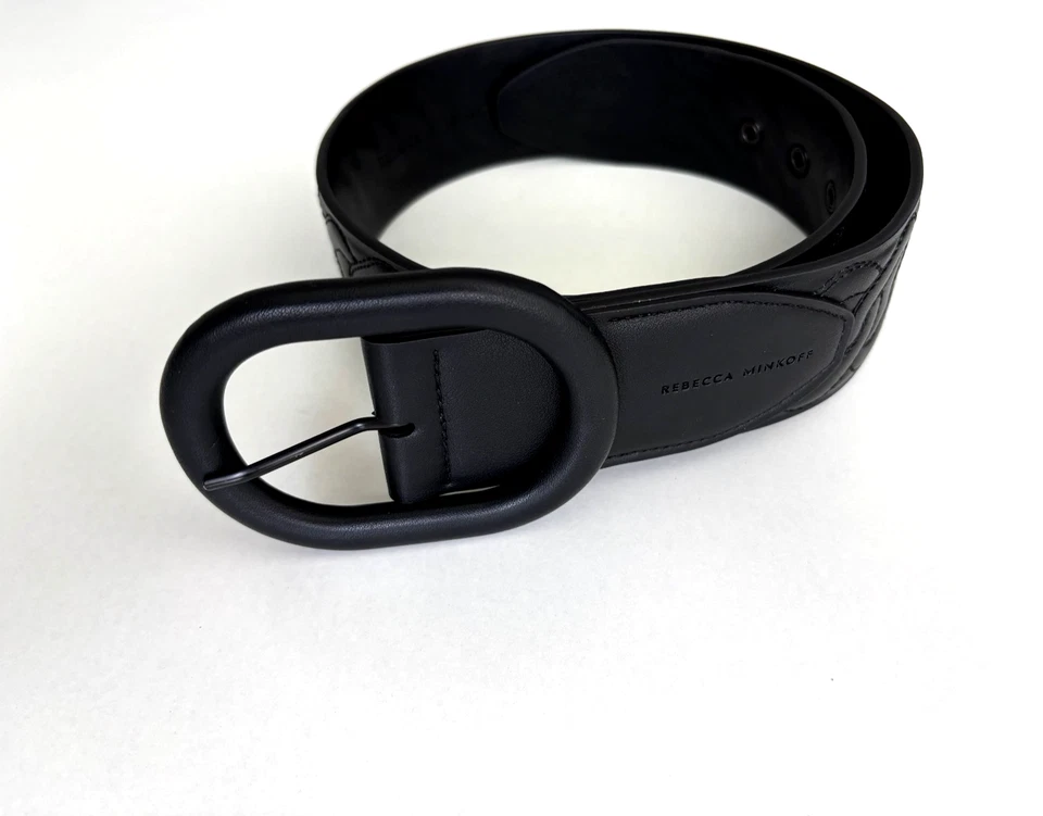 Cinturón y hebilla Rebecca Minkoff acolchado de cuero sintético negro nuevo con etiquetas para mujer pequeño” Foto 2 de 4