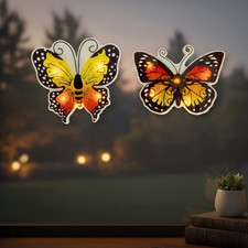 abc HOME LED Fensterbilder Schmetterling 2er Set | Selbsthaftend | Timer