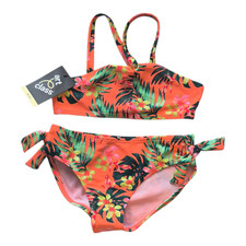 Art Class Girls' Orange Tropical Floral 2 piece Bikini Set Size S 6/7