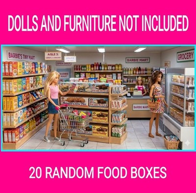barbee accessories lot / 20 random food /not mini brands / DOLL NOT INCLUDED