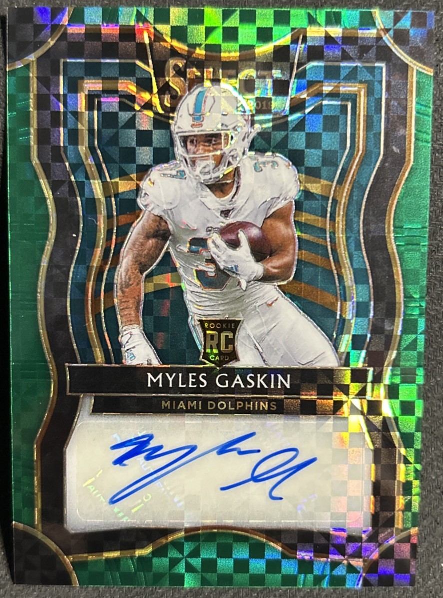 Myles Gaskin Panini Select Rookie Signature Prizm #RS14 Green