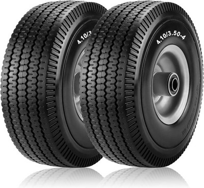 Cenipar 10'' Flat Free Tire and Wheel 4.10/3.50-4'' Polyurethane Solid Tire wit...