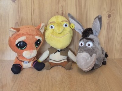 Dreamworks 2010 Shrek Big Headz Plüschtiere - Shrek. Donkey & Pussin Stiefel. Sehr guter Zustand 