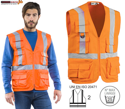 GILET A.V. ARANCIO CON BANDE RIFR. EN 20471 - ALTA VISIBILITA' - Li.Bo - Foto 4