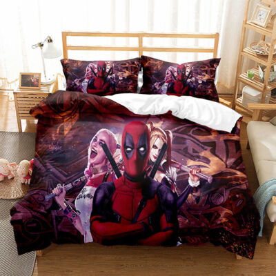 Spider Man Deadpool 3PCS Duvet Cover 2 Pillowcases Bedroom Soft Comforter Cover