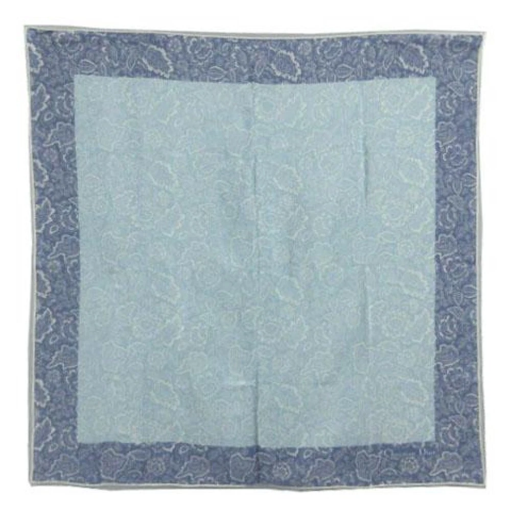 Christian Dior écharpe carrée 29x30 pouces logo imprimé motif floral bleu 04641a