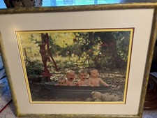 Infants 4 Cute Babies In Outdoor In Washtub Wall Picture 22 X 18