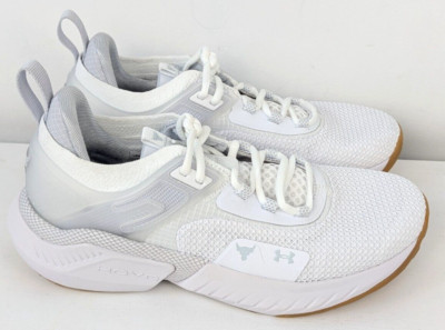 Size 7.5-Men's Under Armour Project Rock 5 White Gum Training Shoes