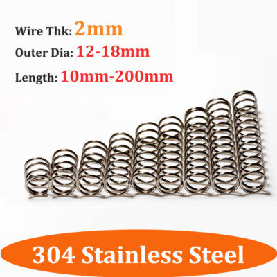 #ad Compression Spring Dia 2mm Pressure Coil Springs OD 12mm 18mm A2 Stainless Steel AU $82.49