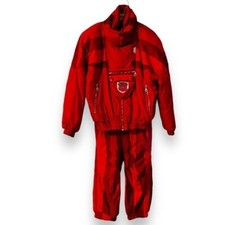 Vintage 80s Kaelin 2-piece Ski Suit Jacket Snow pants Red Stripes SZ 8/10