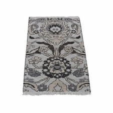 2'1" x 3'1" Ivory Wool Oushak Design Hand Knotted Sample Fragment Mat Rug R80377