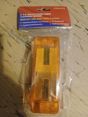 2 x 6 Maxxima Amber 8 LED Combination Aux Brake Tail Marker Light Truck Trailer