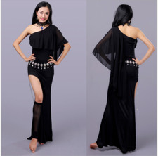 one-piece Long Skirt Belly Dance Costumes Performance one side slit dress 5016