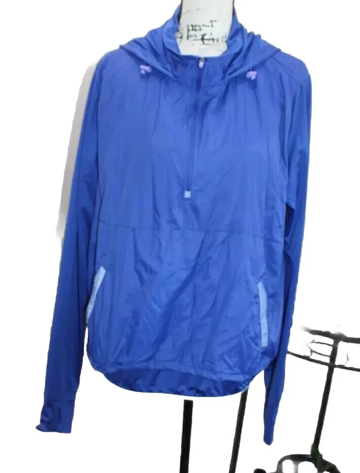 Chaqueta cortavientos deportiva ligera Avia con capucha 1/2 cremallera - azul - pequeña Foto 2 de 4