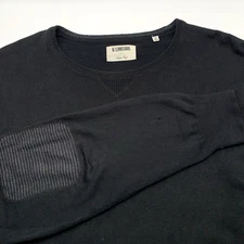 Linksoul Mens Sweater XL Black Cotton/Cashmere L/S Tempus Elbow Patch *READ*