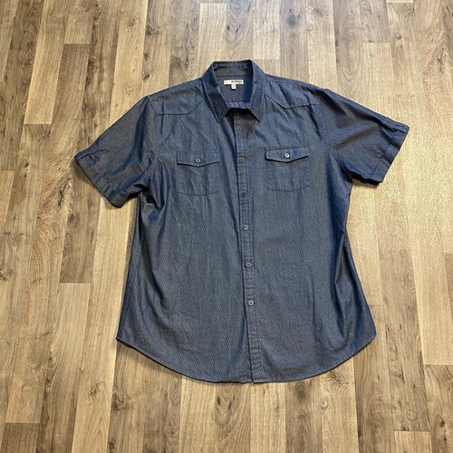 Murano Men's XL Slim Fit Short Sleeve Button Down Shirt 100% Cotton