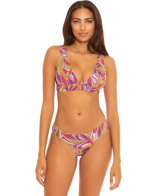 Becca by Rebecca Virtue Phychedelica Blake Shirred Halter TOP Multi  M ($C)