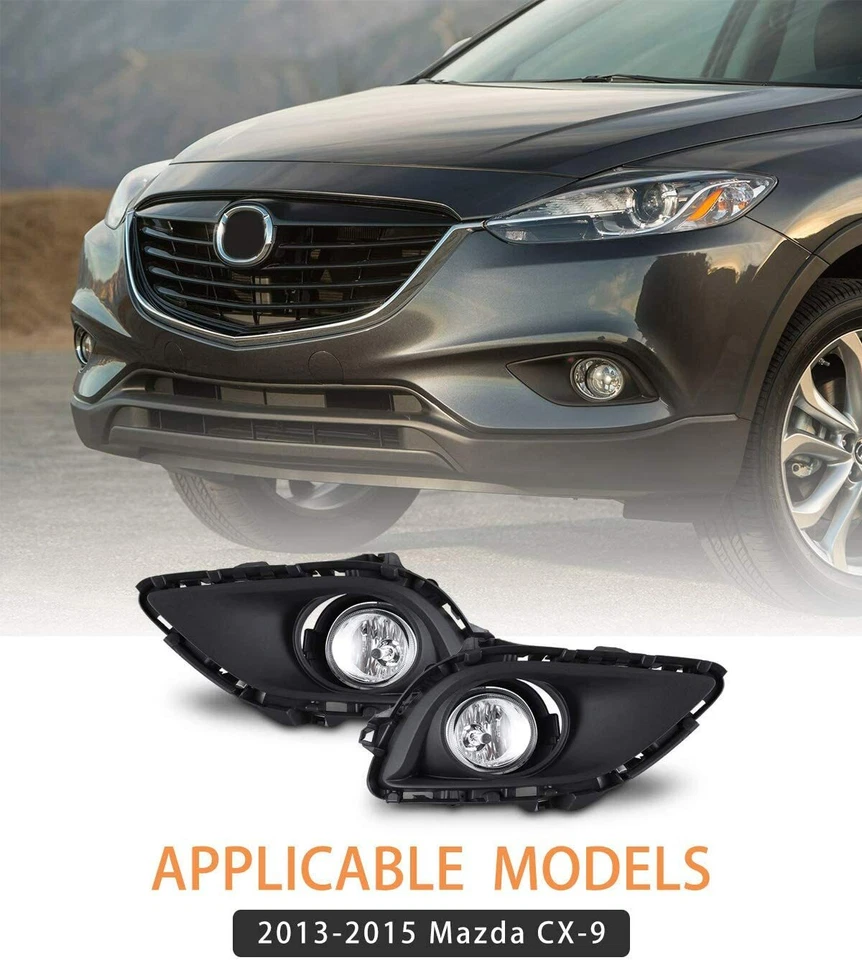 Kit de faros antiniebla de parachoques transparentes con arnés de cableado para Mazda CX-9 2013 2014 2015 Foto 2 de 4