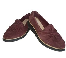 Clarks Collection Suede Slip-On Loafer Sharon Dasher Aubergine Burgundy S 7