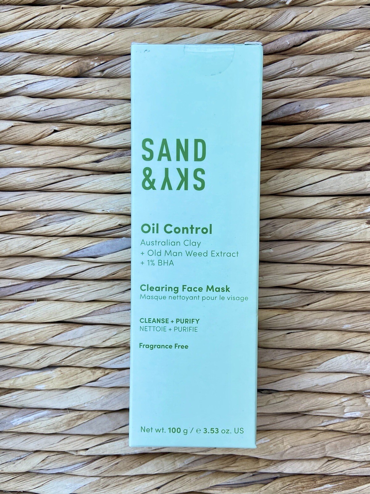 Sand & Sky CLAY Australian OIL CONTROL Clearing Face Mask 100g 1% BHA Free Brush