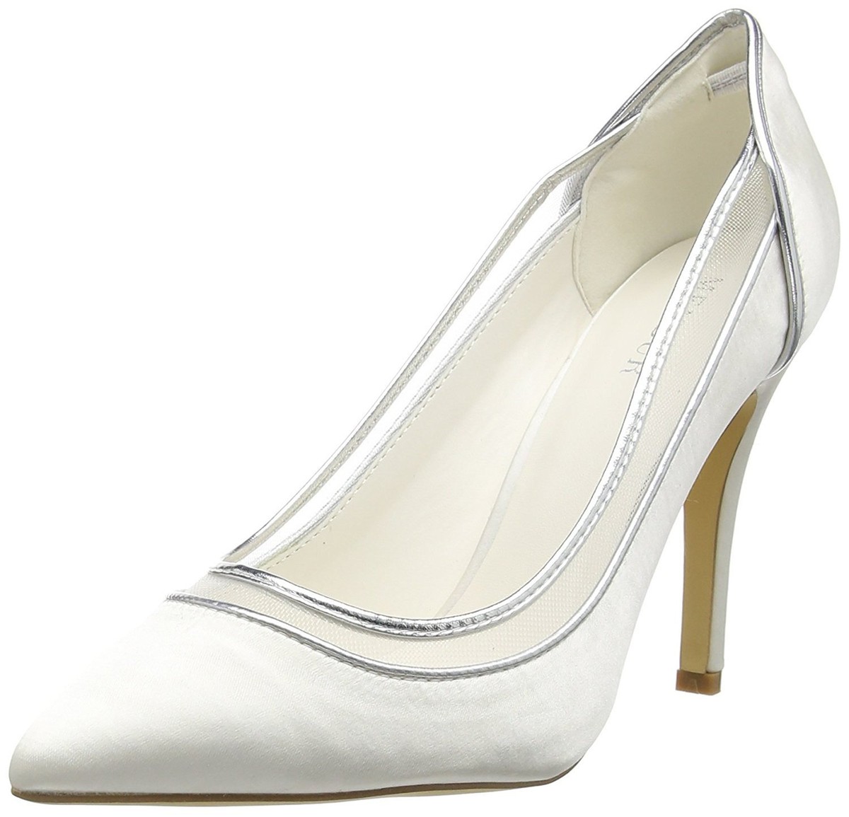 RRP £71 MENBUR BERENICE SIZE 40 IVORY SATIN SILVER MESH BRIDAL