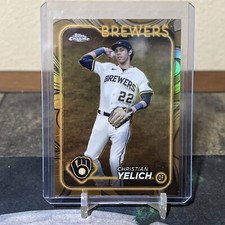 Christian Yelich 2024 Topps Chrome Gilded #114 Brewers GOLD REFRACTOR/99