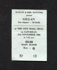 Original 1981 Ian Gillan Budgie Concert Ticket Stub Hull UK Future Stock Tour