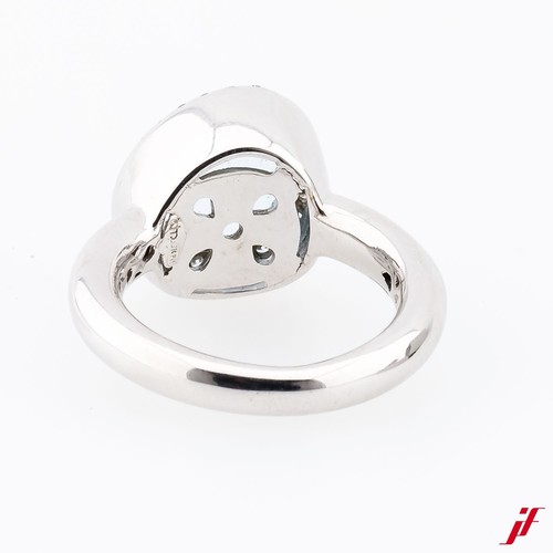 Anello 750/18K Oro Bianco 4ct Acquamarina Sfaccettato Diamanti 0,30ct - Valore - Foto 3 di 4