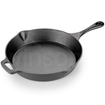 Gusseisen Pfanne Pfanne, VonShef Schwarz Pre-Seasoned Bratpfanne Grillplatte Kochen