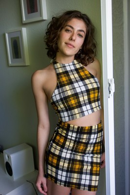 yellow plaid crop top