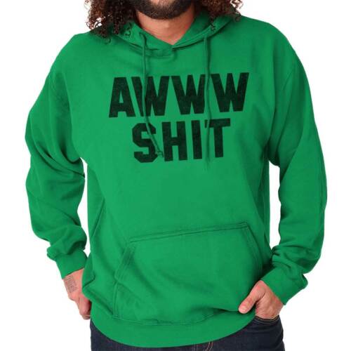 Aww S**t Funny Sarcastic Novelty Graphic Gift Adult Long Sleeve Hoodie Sweatshir - Picture 1 of 17
