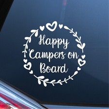 Happy  Campers on Board Sticker Vinyl Decal Camper Caravan Campervan Sign Decal