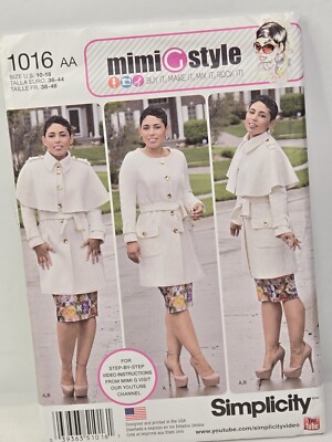 Simplicity 1016 Plus Size 10-12-14-16-18 Coat Cape Clothing Patter Mimi G  UNCUT