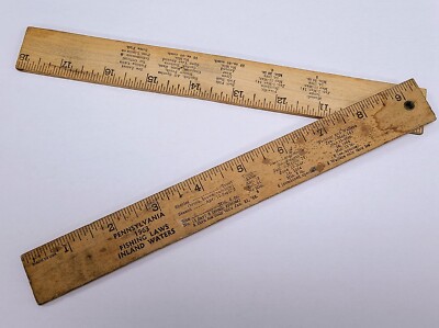 Vintage 1963 PA Law Sears Roebuck Lets Go Fishing 18'' Folding Ruler PENNSYLVANIA