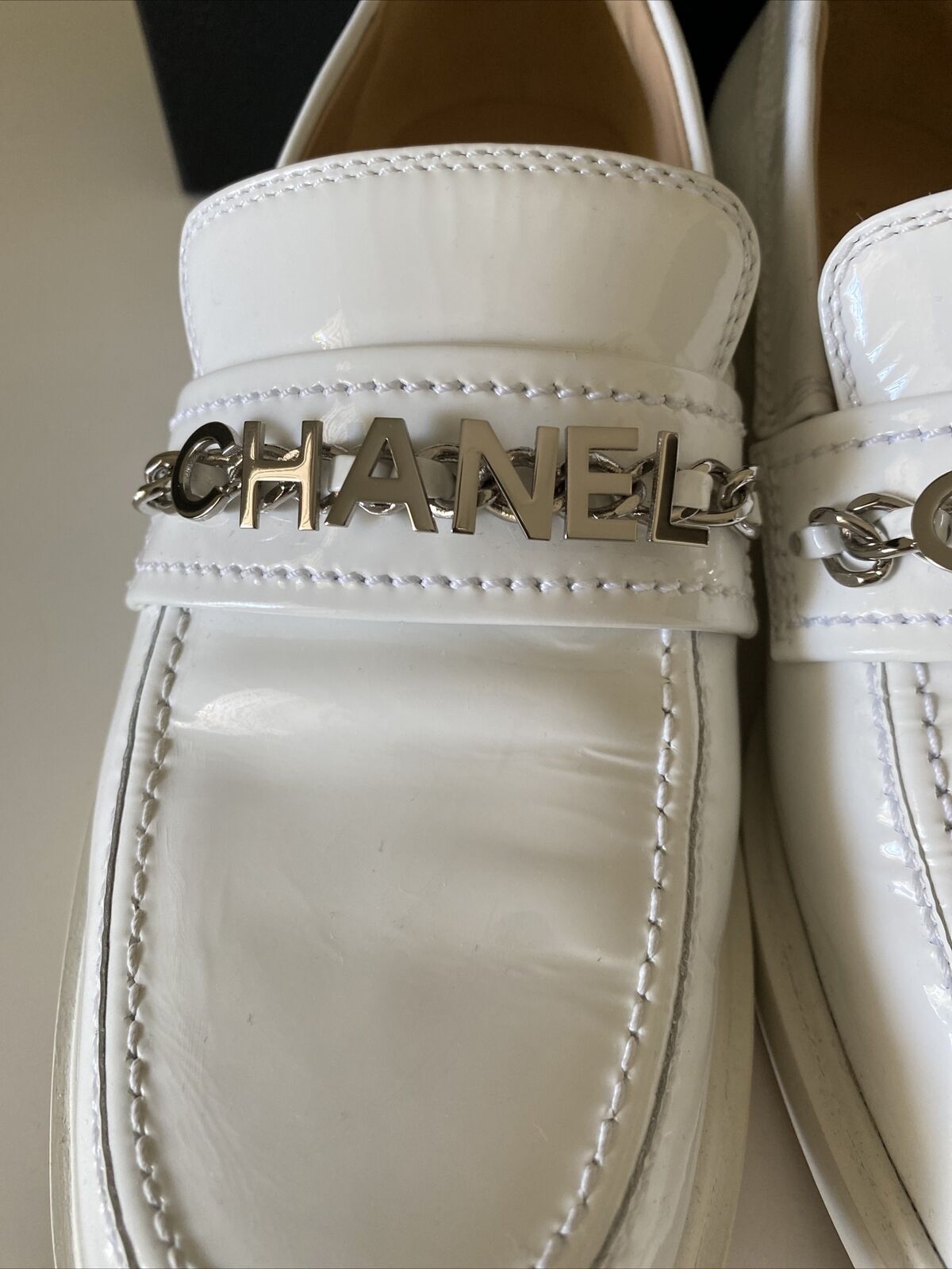 Chanel Loafers Size 38 White NEW