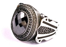 925 Sterling Silver Handcrafted Black Onyx Gemstone Casual Wear Ring RS-1596