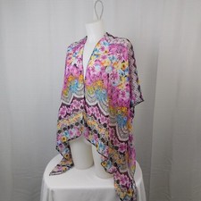 Just Be Sheer Printed Wrap Scarf Swim Cover Shawl Women's One Size Boho Floral