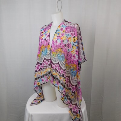 Just Be Sheer Printed Wrap Scarf Swim Cover Shawl Women's One Size Boho Floral