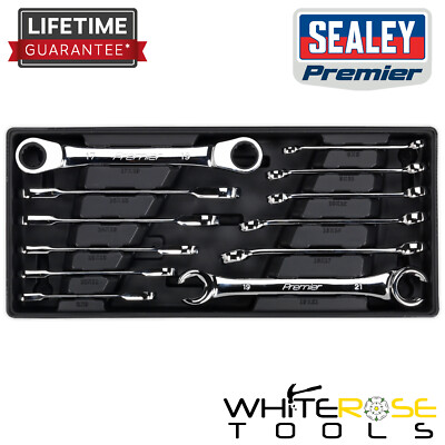 Sealey Premier Tool Tray with Flare Nut & Ratchet Ring Spanner Set 12pc