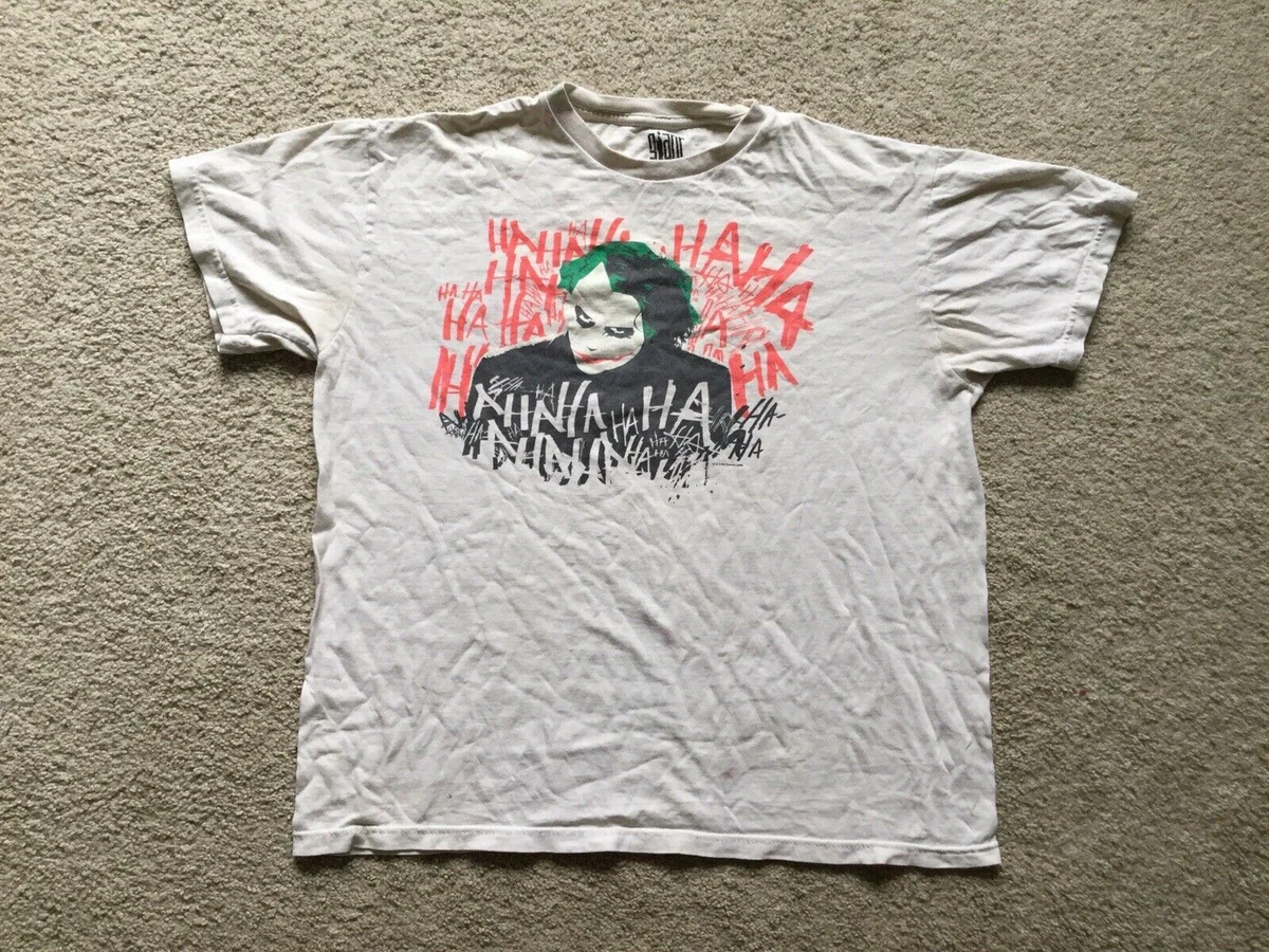 DC Comics Batman The Dark Knight 2008 Heath Ledger Joker White Ha T-Shirt Size L