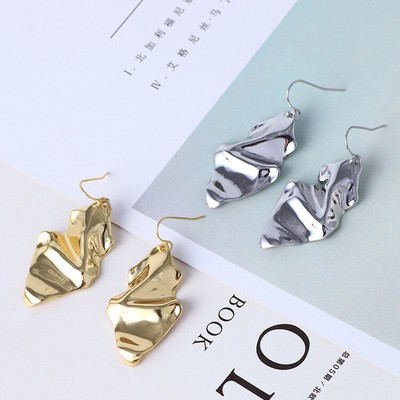 Gold Crumpled Metal Dangle Post Drop Earrings Frwomen by Alexis Bittar