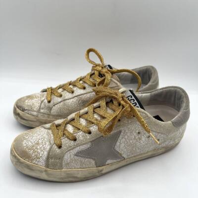 Golden Goose GGDB Super Star Whote Damaged Design Sneakers Size 37