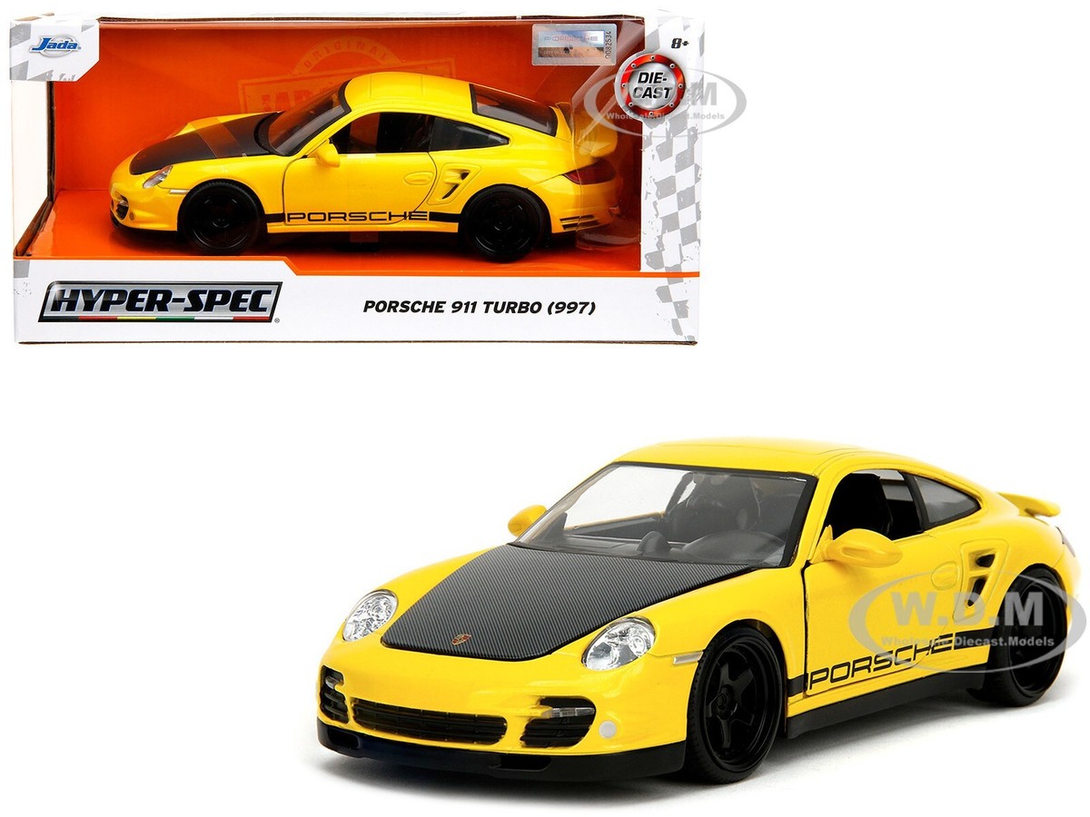 PORSCHE 911 TURBO (997) YELLOW 1/24 DIECAST MODEL CAR BY JADA