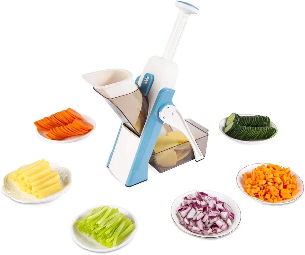 Safe Mandoline Slicer 5 in 1 Vegetable Cutter, Strips Julienne Dicer Adjustable