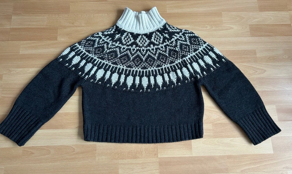 Massimo Dutti Pullover Gr.XS Grau Norwegische Muster leicht Oversized - Bild 3 von 4