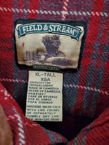 2 camisas de trabajo Field & Stream para hombre talla XL ALTAS franela a cuadros con botones de colección - Imagen 6 de 7