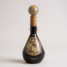Vintage Leather Wrap Decanter Bottle Maps