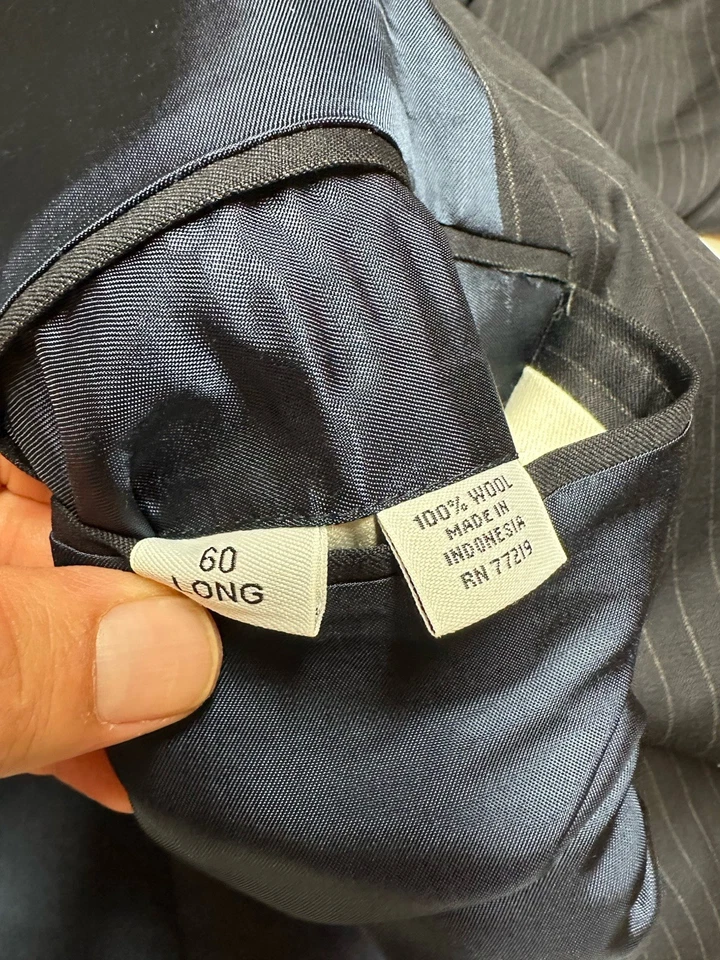 Joseph And Feiss Mens Blue Gray Pinstripe 100% Wool 60l Pants 58x26.5 Big - Image 2 of 4