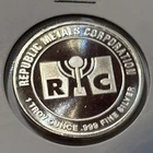 1 Troy Ounce .999 Fine Silver Bullion Republic Metals Corporation Coin